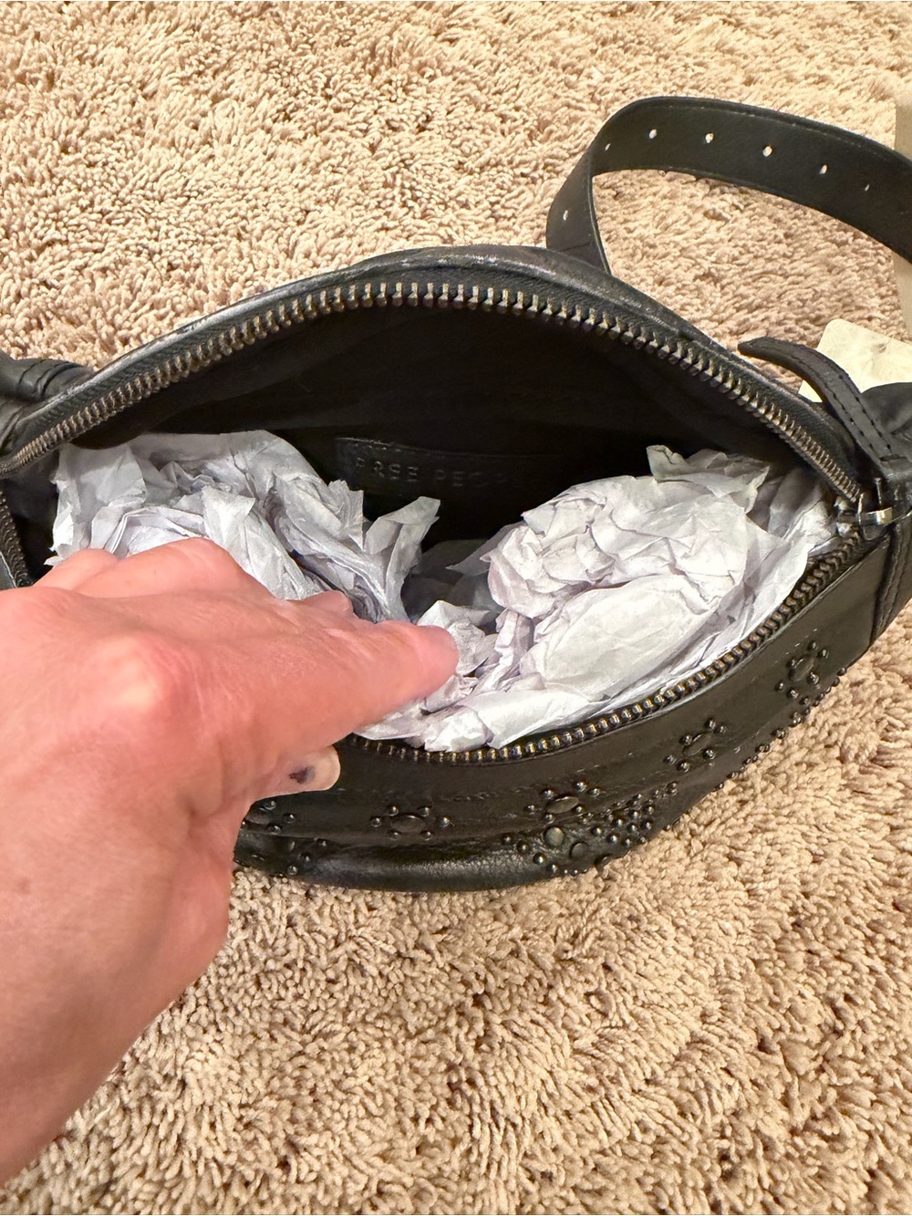 NWT new free people Ana adorned studded leather sling bag black purse - Picture 7 of 17